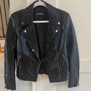 Express Quilted Black Leather Jacket for Women